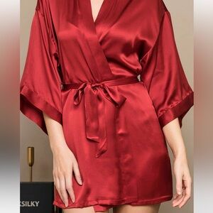 Silky Red Women's Satin Robe